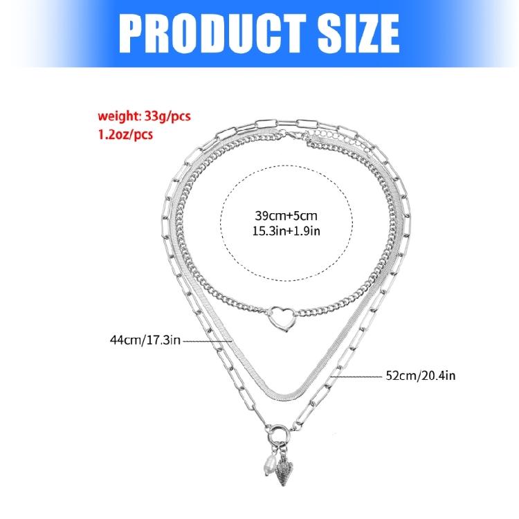 Exaggerated Heart Pendant Necklace Shell Heart Necklace Alloy Texture Fashionable and Trendy Jewelry Suitable for Women