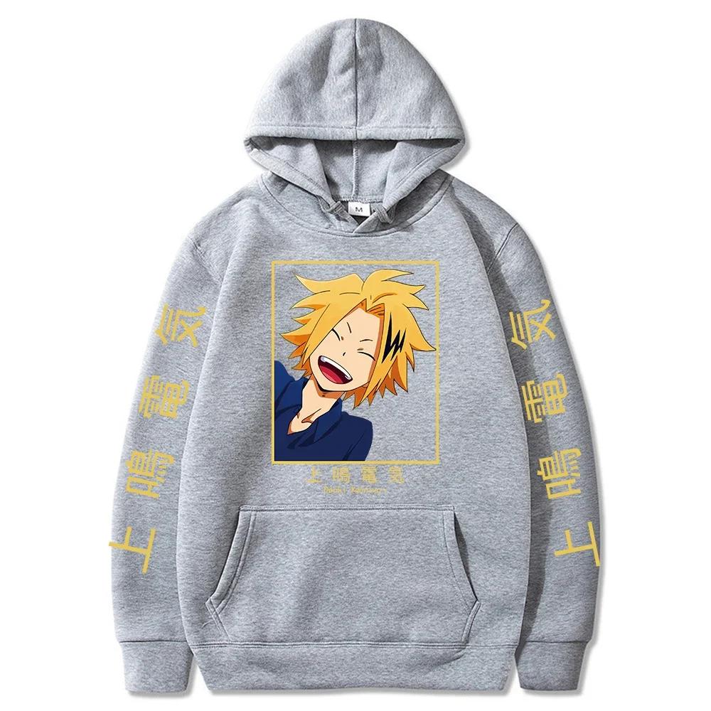 Anime My Hero Academia Kaminari Denki Hoodies Men Winter Long Sleeve Streetwear Kawaii Cartoon Sweatshirts