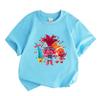 Kids Boys Girls 100% Cotton Crew Neck Short Sleeve T-Shirt, Cute Cartoon Troll Character Printed Casual Soft Lightweight Tee for Daily Wear Holiday Pa