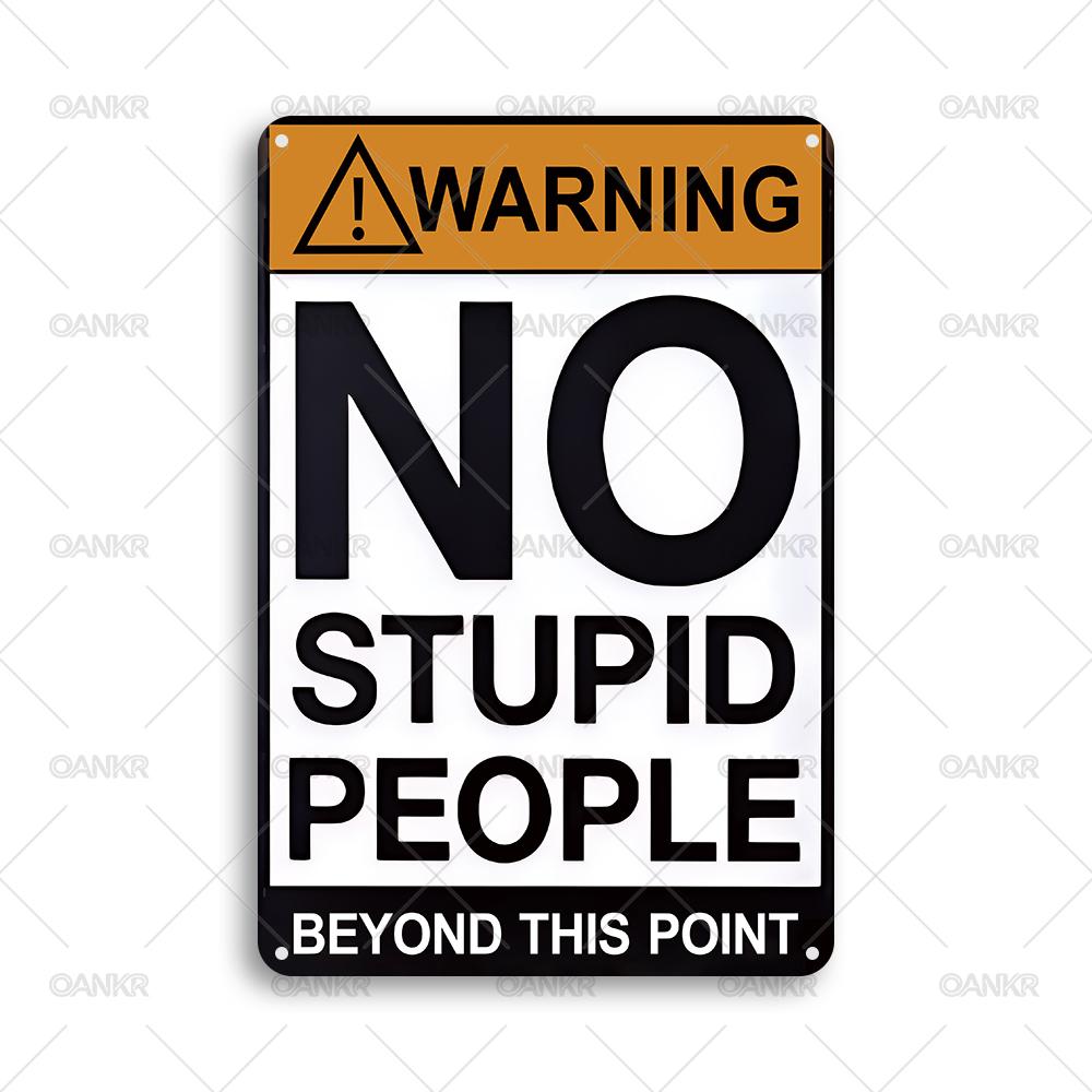 

Vintage Warning No Stupid People Metal Tin Sign Retro Metal Signs for Man Cave Garage Farm Bar Garden Home Wall Decor Plaque 20x30cm（7.8x11.8inch）