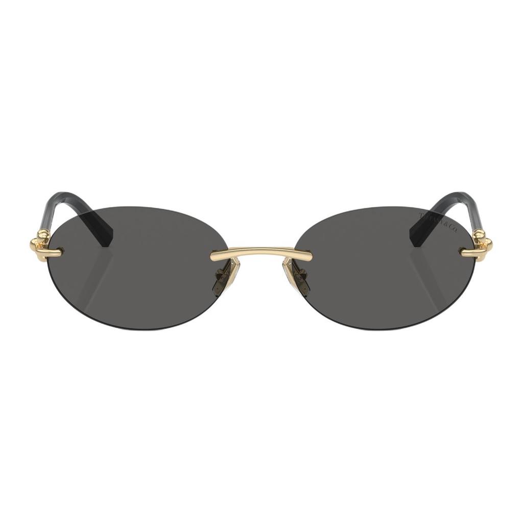 Tiffany & Co.. 3104D Markenlogo Metall Oval Sonnenbrille Damen Sonnenbrille Schwarz 0TF3104D-6216S4
