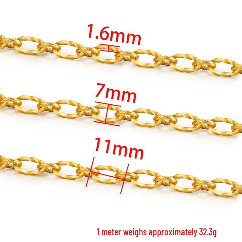 18K Gold-Plated Stainless Steel Chain: Cross, Twisted Rope, Oval DIY Necklace/Bracelet Link Chain