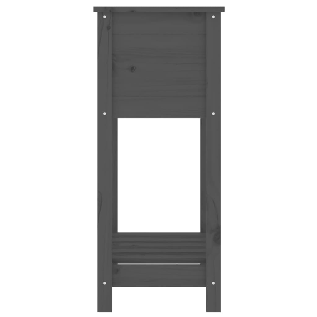 Planter with Shelf Gray 54x34.5x81 Cm Solid Pine Wood