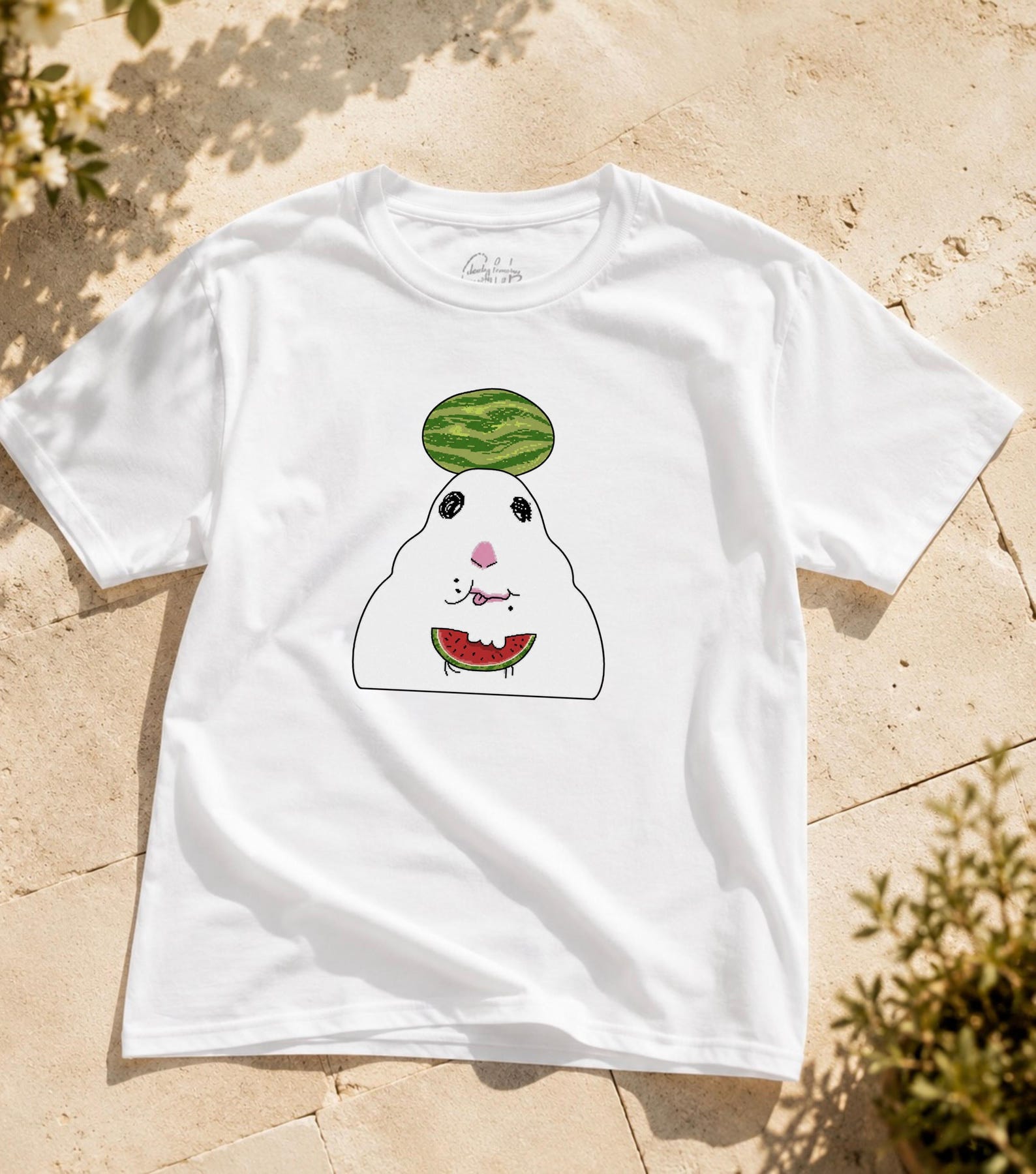 Watermelon Hamster Meme Personalized T-Shirt, Cute Kawaii Summer Fruit Graphic Tee, Funny Animal Lover Tshirt, Watermelon Lover T-Shirt 4XL