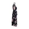 Women Elegant High Waist V-neck Chiffon Dress Long Sleeve A-Line Mid-Length Print Autumn Winter Fashion