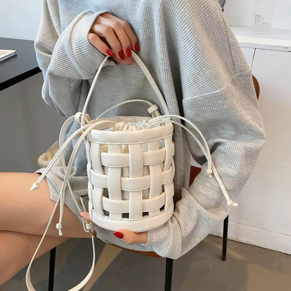 Summer New Bag Women's Texture Foreign Water Bucket Bag Woven Fashion Handbag Crossbody Bag Handbag Women