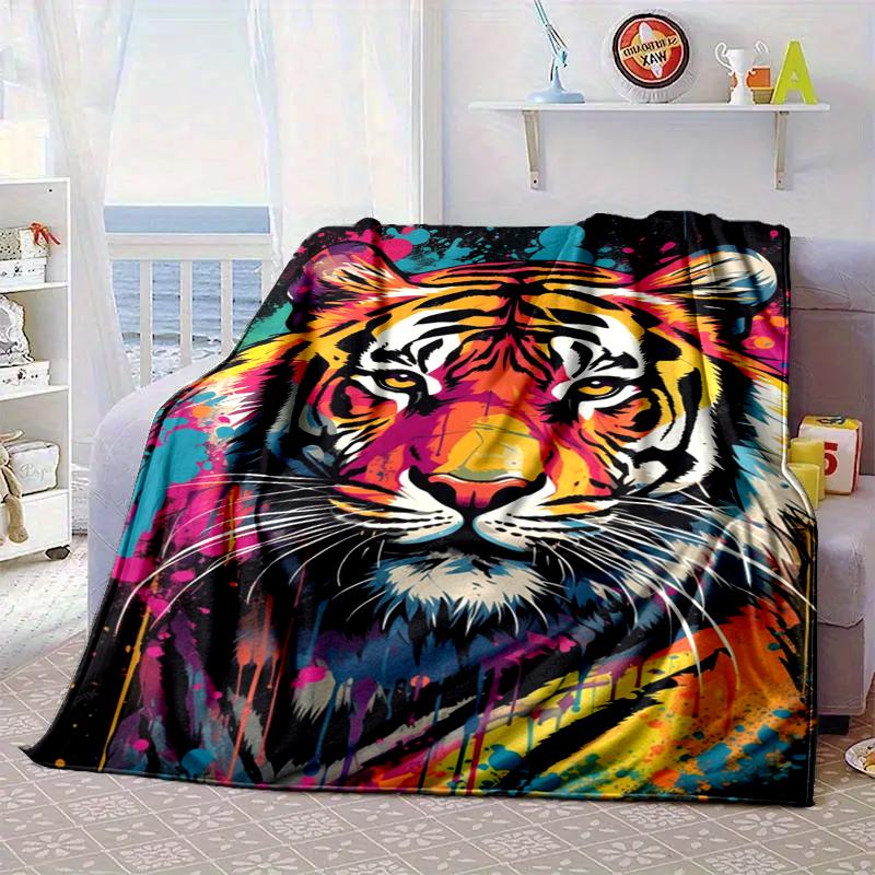 Colorful Tiger Portrait Blanket Flannel Blanket Throw Blanket Sofa Cover Blanket Soft Premium Blanket Picnic Blanket Tv Blanket Gifts