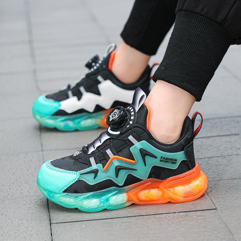 Casual shoes Boys, primary school students, middle school children, older children, sports shoes, rotating buckle Girls fashion casual shoes, breathab