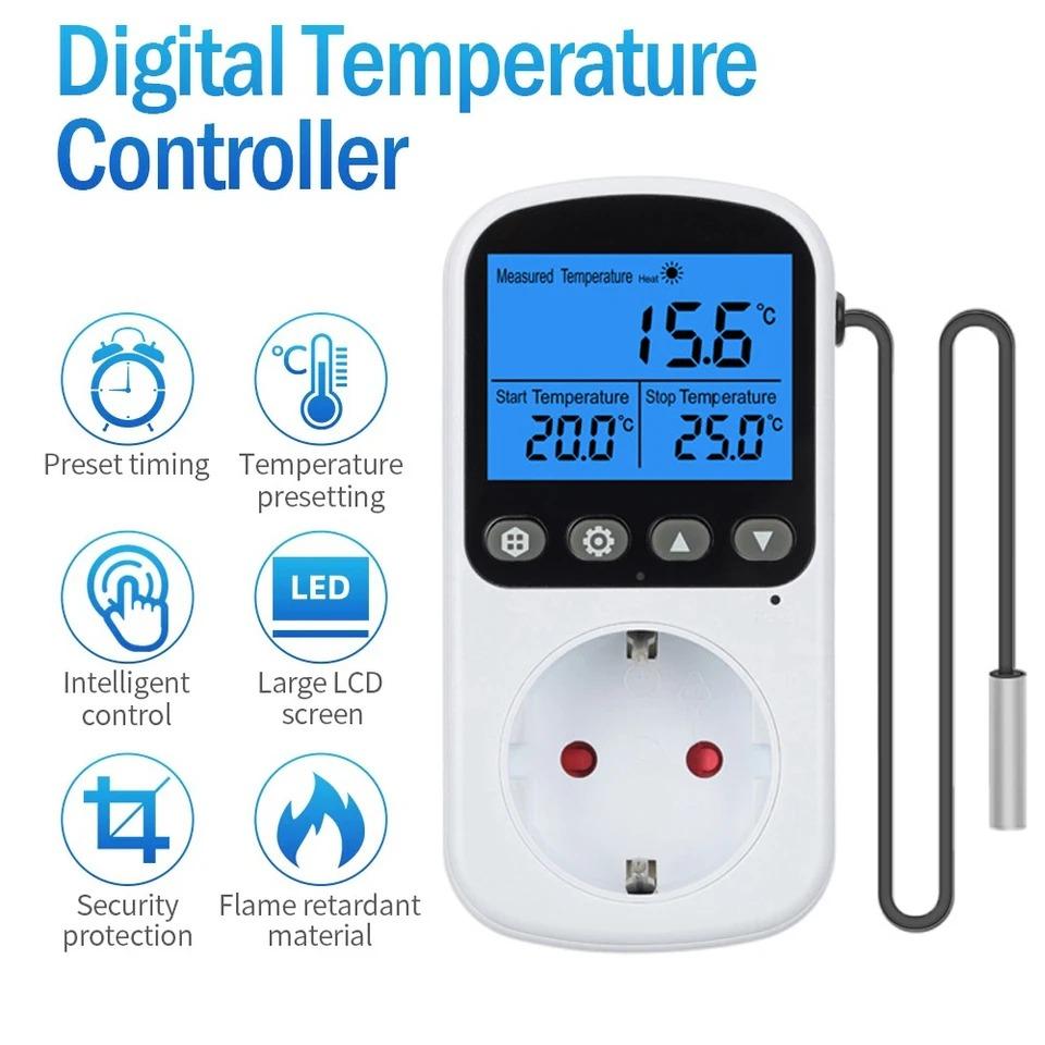 EU Outlet Plug Digital Thermostat Socket Temperature Controller Timer Switch Accuracy Cooling Heating Regulator Thermometer