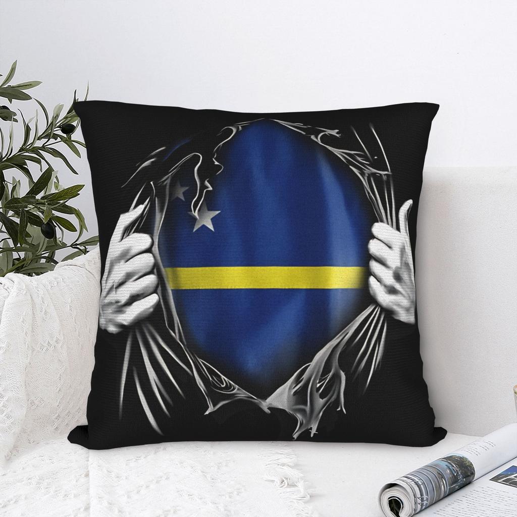 Curacao Rippied Flag Square Pillow Case Cushion Cover Custom Polyester Decor Pillowcase for Seat 45x45cm