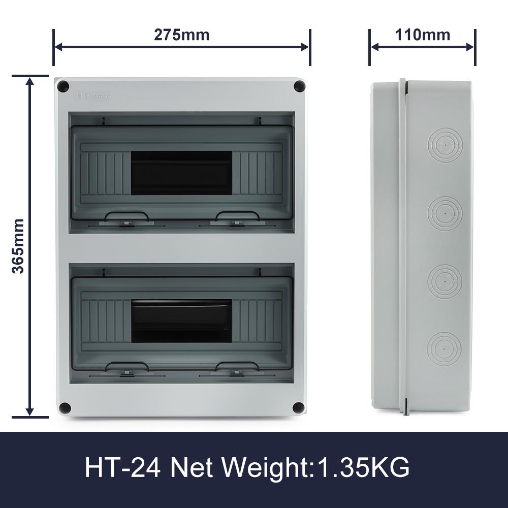 IP65 Waterproof Distribution Box HT-5/8/12/15/18/24 Way ABS Plastic Material Transparent Visual Window Wall-mounted Outdoor Use