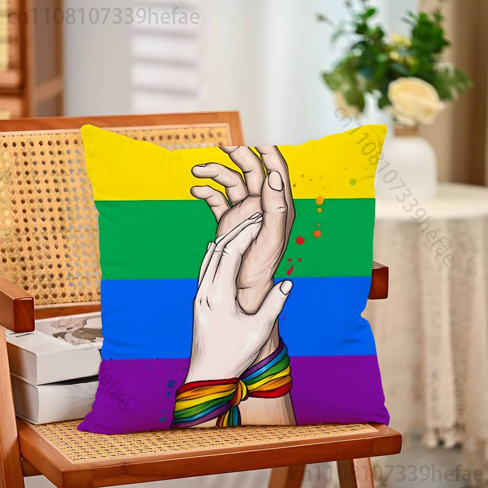 Lesbian LGBT Rainbow Pride Pillow Case Plush Pillow Cases Home Decoration Pillow Cover for Sofa Bed Chair Living Room