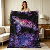 All Season Floral Sea Turtle Flannel Blanket Soft Cozy Warm Throw Blanket for Couch Chair Bed Office Home Decor