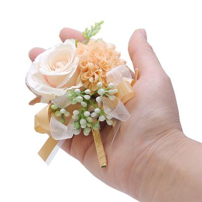 Jedwabna Róża Boutonniere Pan Młody Sztuczny Kwiat Bukiet Korsarz Broszka Ślubna Przypinki Dziurka na Guzik Przyjęcie Weselne Ceremonia Biżuteria