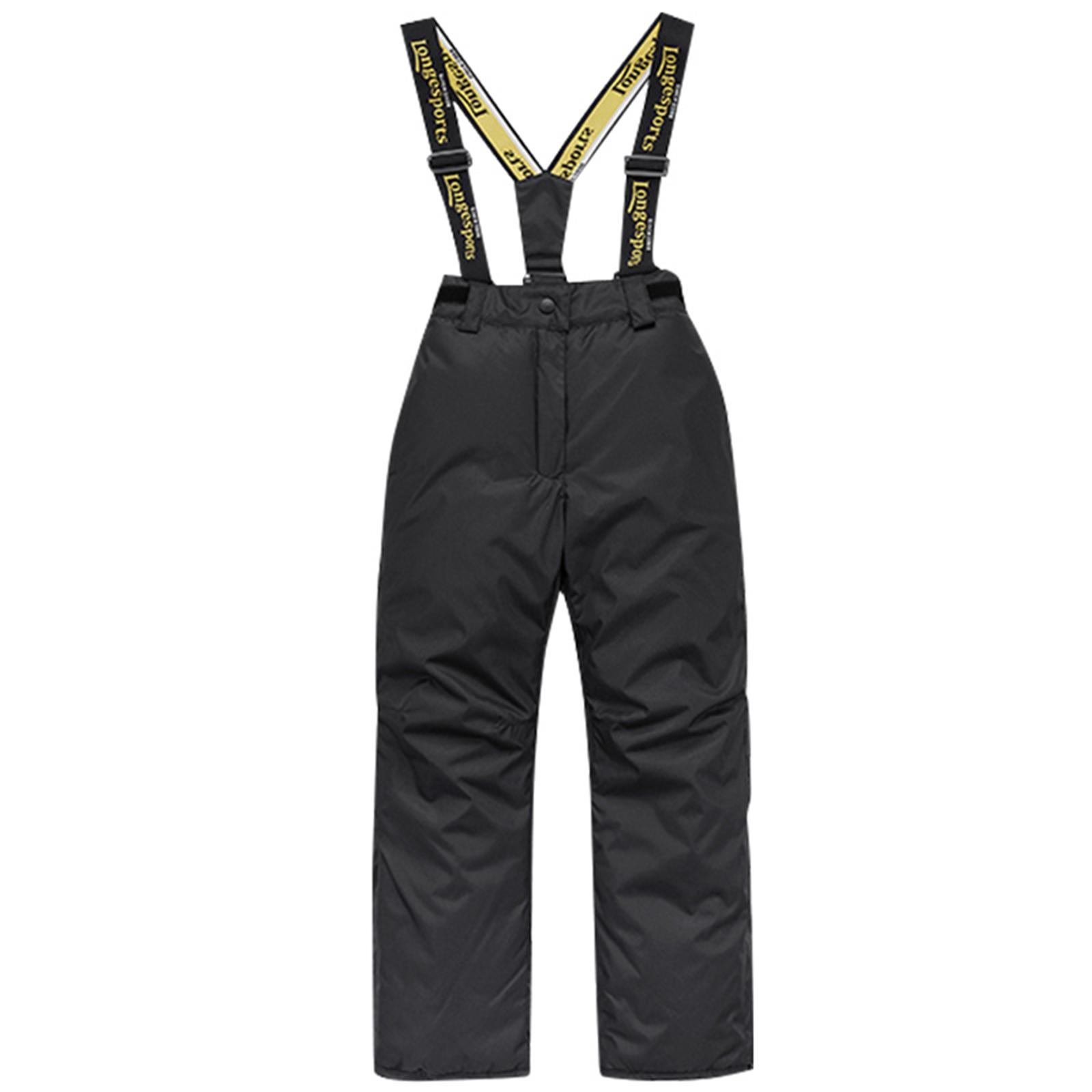 

Детская модная лыжная одежда Мальчиковые и Девочковые Утепленные Водонепроницаемые Термо Лыжные Полукомбинезоны 10 чёрный