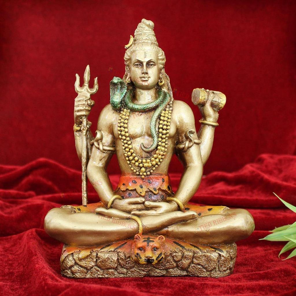 Resin Lord Shiva Statue Blessing Idol Sculpture Murti Showpiece (20 Cm X 17 Cm) - Decoration Items for Home Decor Living Room Mandir Temple