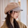All-match Warm Beret Autumn and Winter Hat for Women's Style of Literary Retro Thickened Painter Hat Big Head Circumference Newspaper Boy Hat