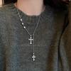 Double Cross Pendant Necklace Female Long Hip-hop Autumn and Winter Sweater Chain Fashionable and Simple Couple Sweater Chain with Accessories