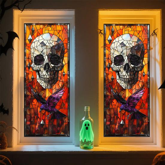 

Halloween Cling Static Waterproof PVC Skull Window Glass Sticker Home Office B