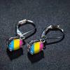 Stylish Pink, Yellow and Blue Three-color Striped Earrings, Trendy Atmosphere Earrings