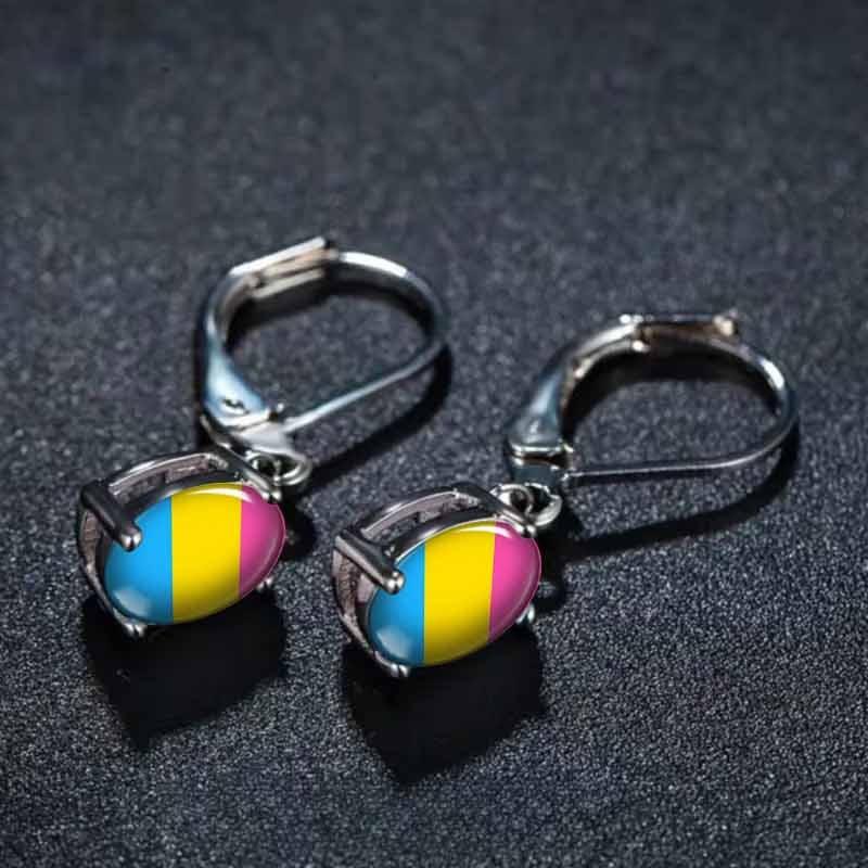 Stylish Pink, Yellow and Blue Three-color Striped Earrings, Trendy Atmosphere Earrings
