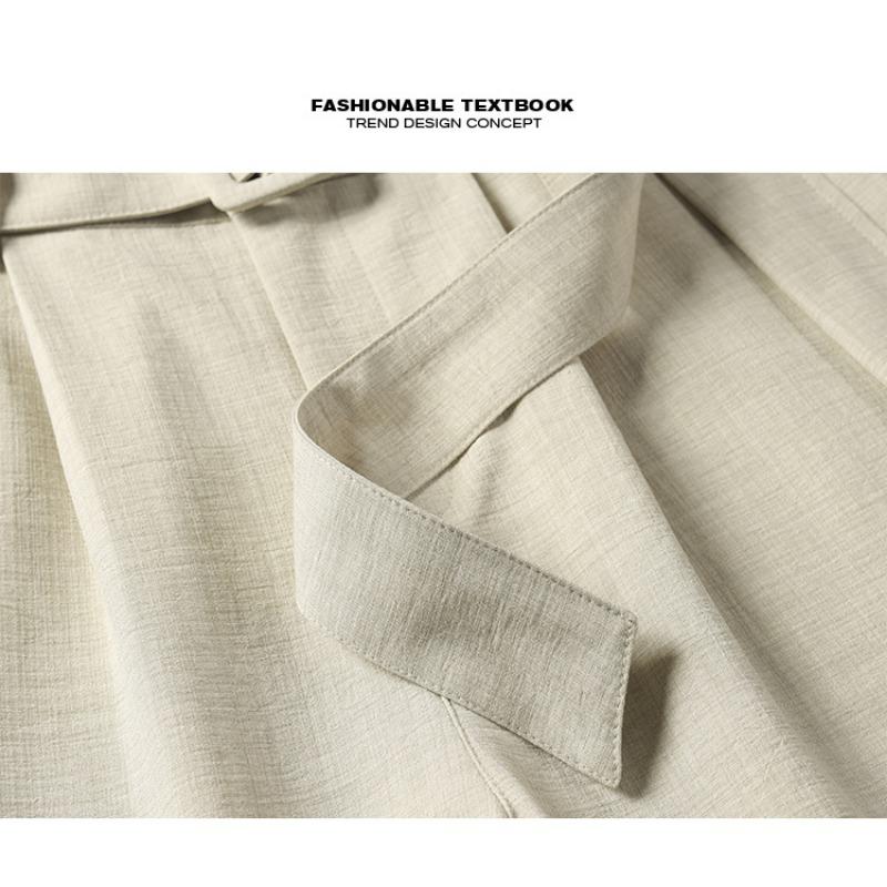 Men Loose Wide Leg Linen Like Curved Cut Casual Long Pants