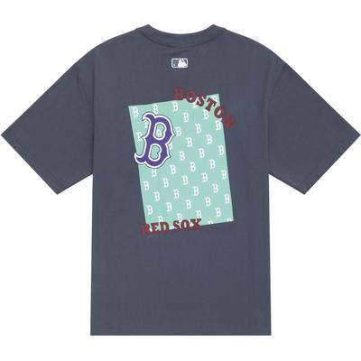 MLB Serie Floreale Monogramma SS24 Boston Red Sox Stampa Logo Floreale Girocollo Manica Corta T-Shirt Unisex Top Grigio Scuro 3ATSM0443-43GRD