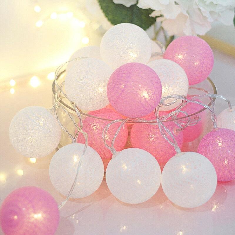 20 LED-Baumwollkugel-Girlanden-Lichterketten, Weihnachtsfee-Lichterketten für Outdoor-Urlaub, Hochzeit, Weihnachtsfeier, Heimdekoration