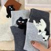 Cute Creative Designed Flocked Cat-themed Mid-calf Socks for Women Autumn and Winter Women Socks