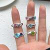 Xiaomi 925 Sterling Silver Rings For Women Geometric Fine Jewelry Finger Adjustable Simple Colorful Stone Ring For Party Birthday Gift