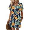 Short Sleeve Women's Dress Casual Dresses With Pockets V Neck Vocation Boho Beach Sundress