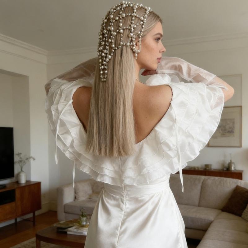 Stylish Artificial Pearls Hair Chain Hair Jewelry Perfect For Formal Event And Everyday Wear Comfortable Headpiece