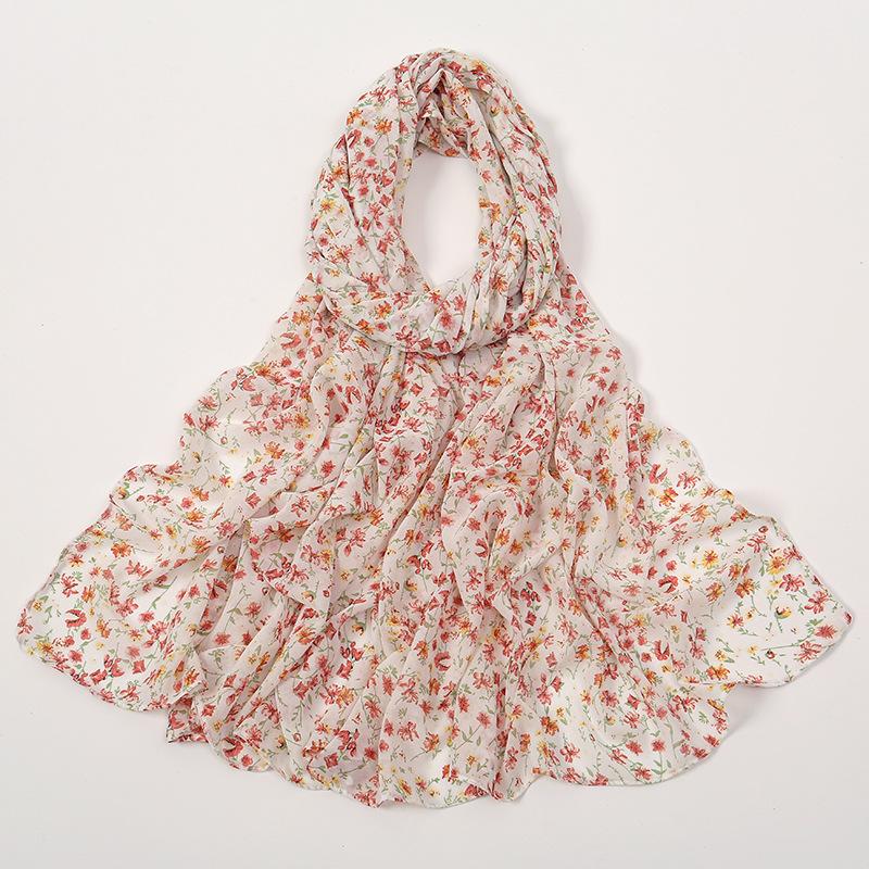 180*70cm Unique Women's Floral Scarves Lightweight Sheer Silky Feeling shawl Chiffon Flowers Printed Scarf