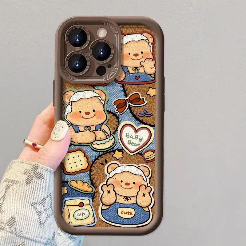 Dessert Bear Compatible with iPhone 16 Pro Phone Case Creative Apple 14 Full Coverage Apple 13 Pro Max 11/15 Apple11