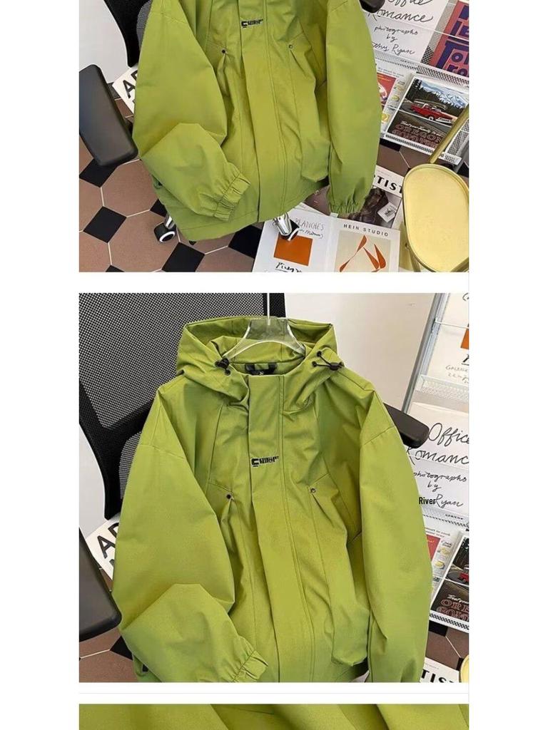 Men's Embroidered Hooded Windbreaker: Trendy, Casual, Waterproof Jacket for Spring and Autumn - Youth Sports Style with Sun Protection.