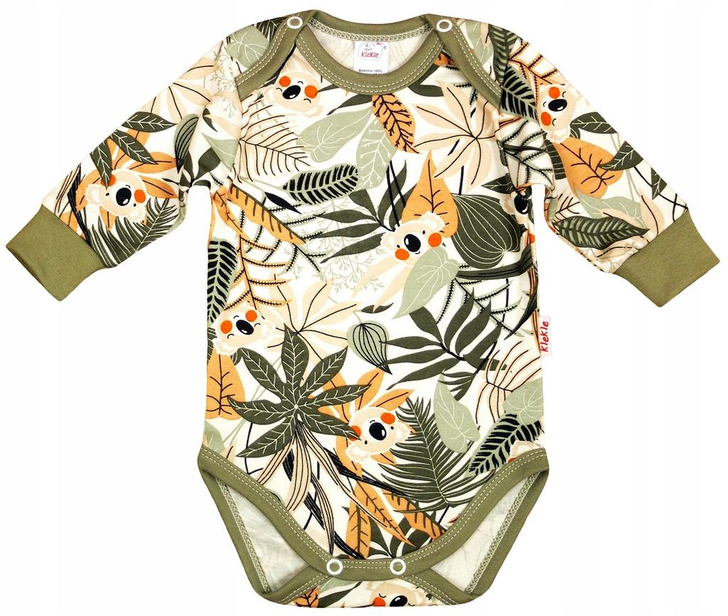 Long sleeve bodysuit with 2 snaps KOALA KHAKI 56 KLEKLE