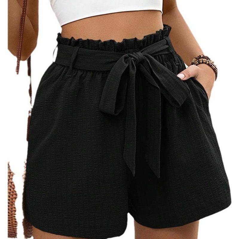 European and American Leisure Summer New Arrival Women's Clothing High Waist Shoelace Loose Wide Leg Shorts