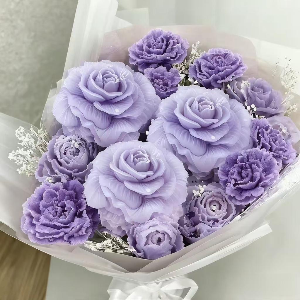 1 Stück 3D Romantische Rose Silikonform, Geeignet für Kerzen, Seife und Harzbastelarbeiten - Rosa Blumendesign, Perfekt für die Herstellung von Handgemachtem