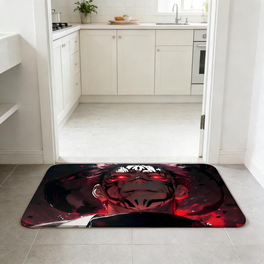 Cartoon Jujutsu Kaisen Floor Mat Non-slip Quick-dry Diatomaceous Earth Bath Mat, Absorbent Doormat