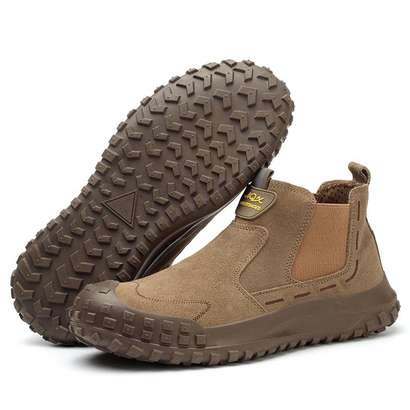 

Men s Casual Steel Toe Covers Work Boots Worker Safety Shoes Cow Suede Leather Welding Sneakers Security Ankle Botas Protection 46