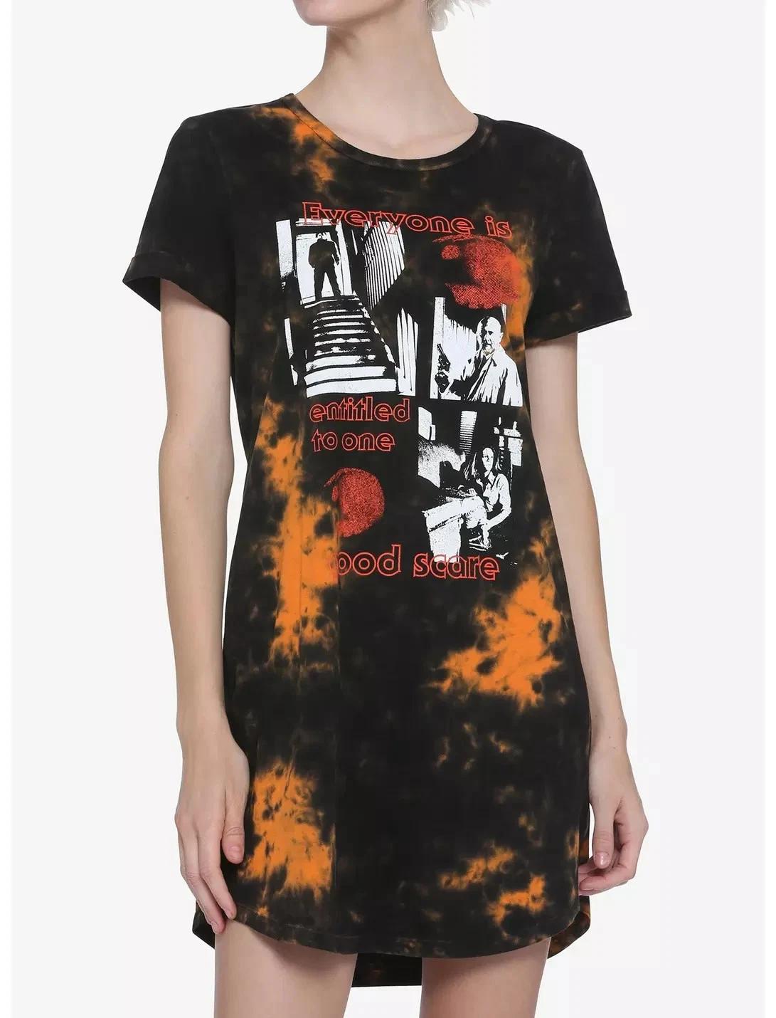 Halloween Michael Myers One Good Scare Tie-Dye Juniors T-Shirt Dress NWT XS-XL XL