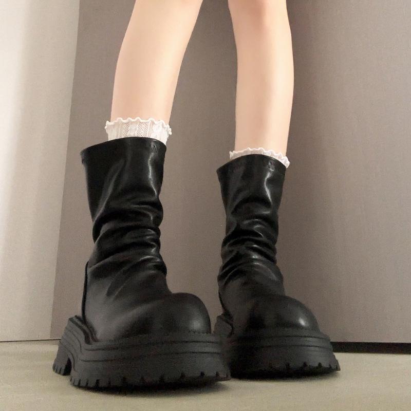 Popular Brown British Platform Martin Boots Women's 2025 New Summer Height Increase Versatile Maillard Short Boots