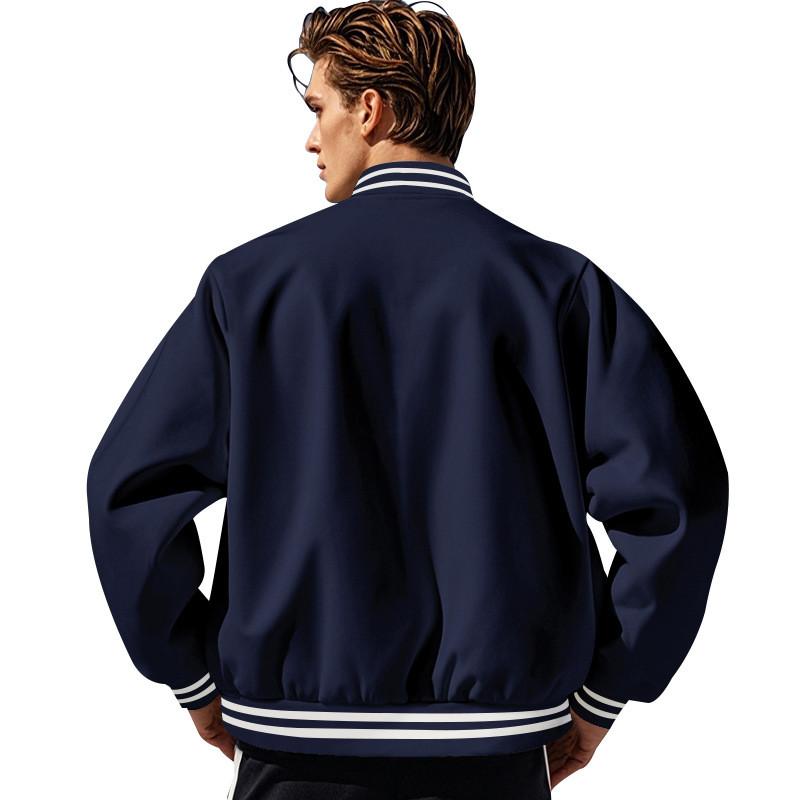 Mens Fall Winter Fleece Casual Bomber Jacket With Stand Collar For Urban Style Men