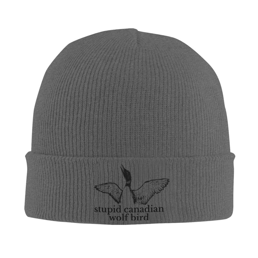 Stupid Canadian Wolf Bird Heated Rivalry Quote Knit Hat Beanie Winter Hats Warm Acrylic Color Caps for Unisex Women Gifts