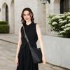 [DDBody] Embroidered Shoulder Strap, Replacement Bag Strap, Genuine Leather, Original Wide, Women's (Black Chain, 141cm X 3.8cm)