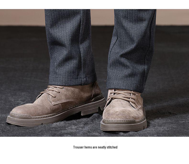 Men's High-End Slim Fit Woolen Trousers - Autumn/Winter Collection, Elastic Straight Leg, Light Luxury Casual Style.