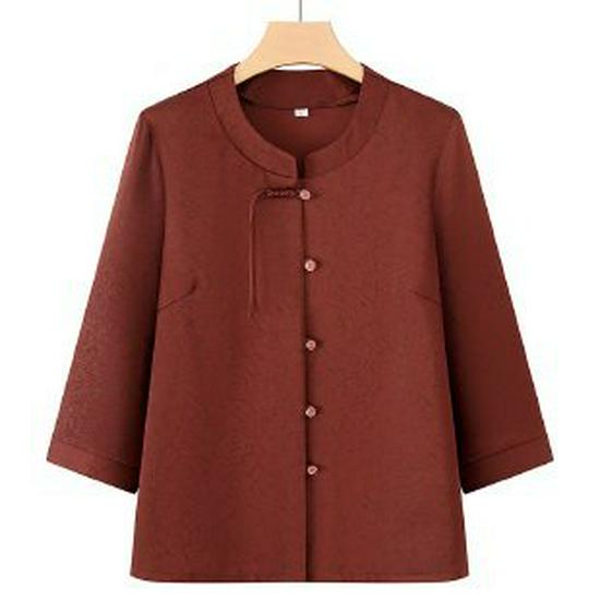 

Elegant Bestseller: Women s Seven-Sleeve Spring & Summer Shirt for Elderly and Mothers - New Chinese Style 5XL (145-160 lbs)