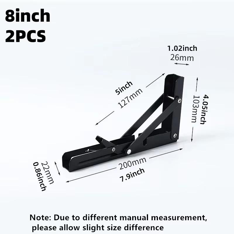 Pair of Foldable Stainless Steel Triangle Supports for Sturdy Wall Shelving and Table Mounting