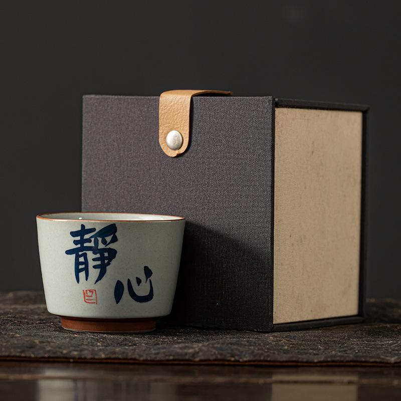 Calligraphy cup grass and wood ash hand-painted master cup underglaze color retro single cup ceramic personal special teacup creative large