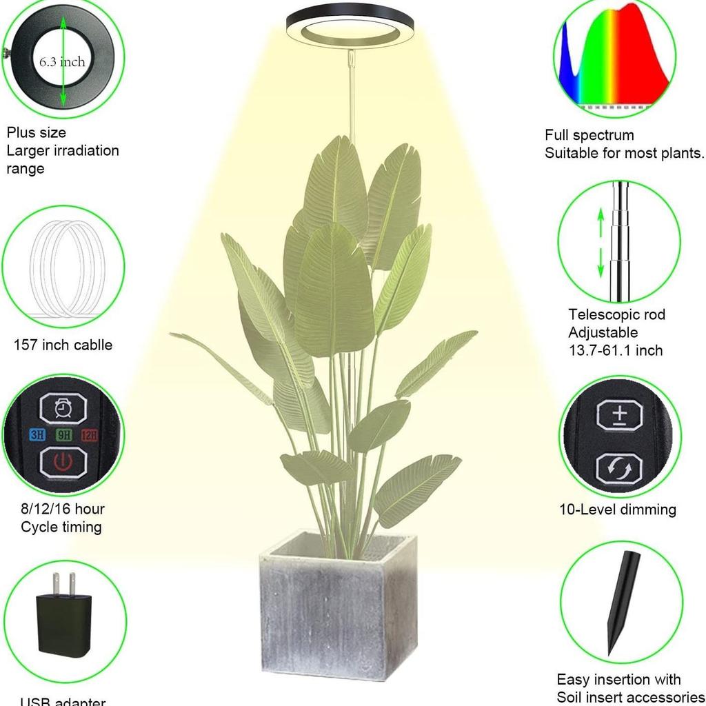Adjustable LED Plant Light: Telescopic, Timer, Full-Spectrum, USB 5V